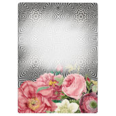  bloemen op zwarte witte naam en monogram klembord (Achterkant)