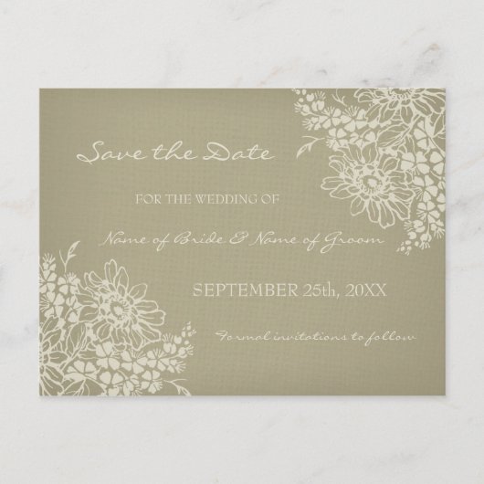 Bloemen Opslaan van de datum bruiloft Briefkaarte Aankondigingskaart (Voorkant)