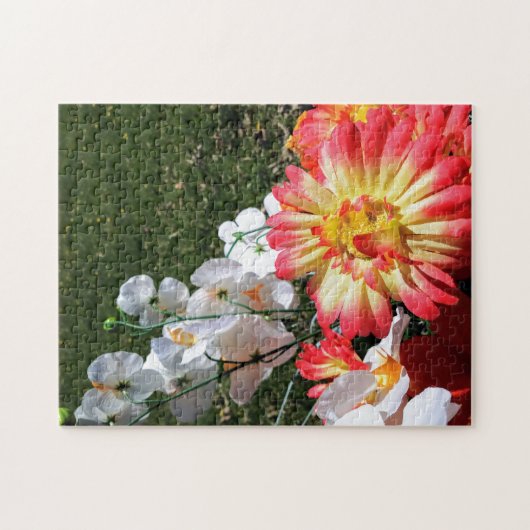 Bloemen oranje en witte puzzel (Horizontaal)