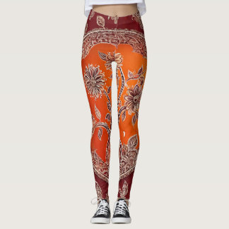 Bloemen Oranje Vlam Rode AI kunst Leggings