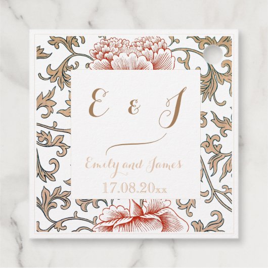 Bloemen Ornament Bruiloft Bedankjes Labels (Achterkant)