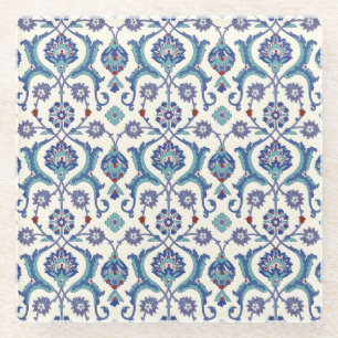 Bloemen Ornament: Traditioneel Arabisch patroon. Glazen Onderzetter