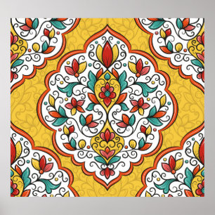 Bloemen Ornament: Turks-Indische motieven. Poster
