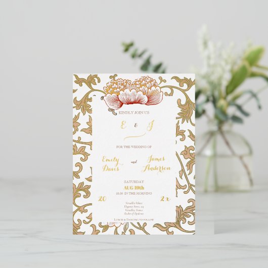 Bloemen Ornament van Owen Jones Classic Folie Uitnodiging Briefkaart (Staand Voorkant)