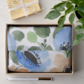 Bloemen over alles, peach, blauw, groene Waterverf Tissuepapier (Geschenk)