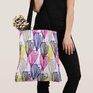 Bloemen over patroon canvas tas