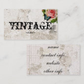 Bloemen over Verdrukte Tekst Visitekaartje (Voorkant / Achterkant)