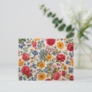Bloemen overal, kleurrijk ontwerp, briefkaart