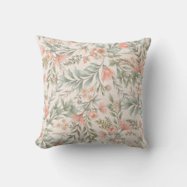 Bloemen overal Peach en Blue Sage Throw Pillo Kussen
