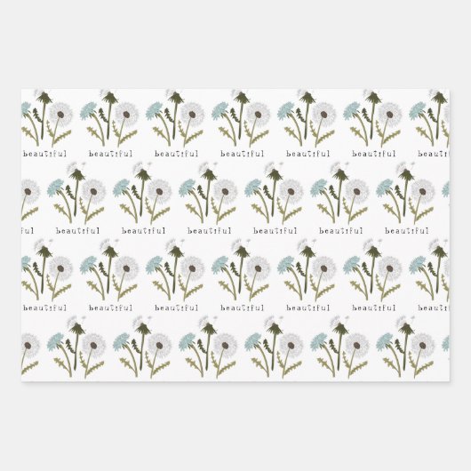 Bloemen Paardebloemen Blauw Decoupage Gift Inpakpapier Vel (Voorkant 2)