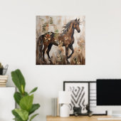  Bloemen Paardenschilderij Poster (Thuiskantoor)