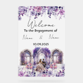 Bloemen paarse Acryl Verloving teken Bord