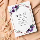 Bloemen Paarse botanische bruiloft Save The Date