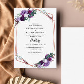 Bloemen Paarse Botanische Script Bruiloft Kaart