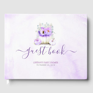 Bloemen Paarse Glitter Pumpkin Baby shower Gastenboek