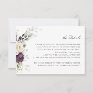 Bloemen Paarse groen bruiloft details invoegen Kaart