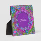  Bloemen Paarse Hart Boho EEN WOORD Fotoplaat (Voorkant)