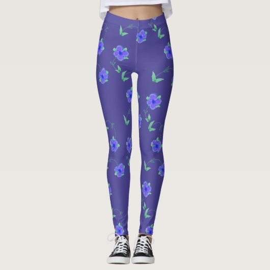 Bloemen Paarse Leggings (Voorkant)