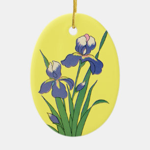  bloemen, Paarse lentestuin Iris bloemen Keramisch Ornament
