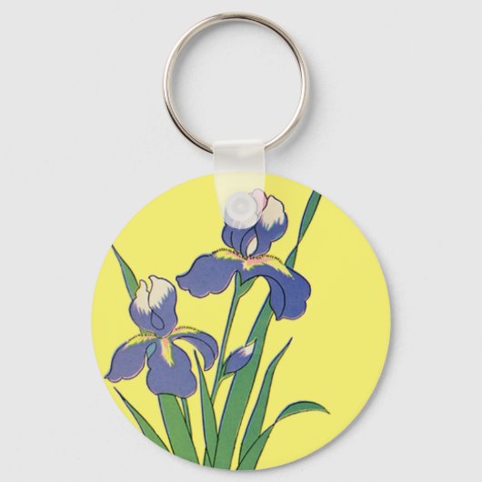 bloemen, Paarse lentestuin Iris bloemen Sleutelhanger (Voorkant)