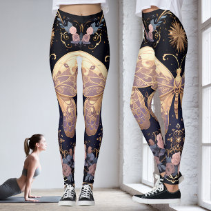 Bloemen Paarse roze gele vlinderyoga Leggings