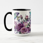 Bloemen Paarse Rozen en Vlinders Mok (Links)