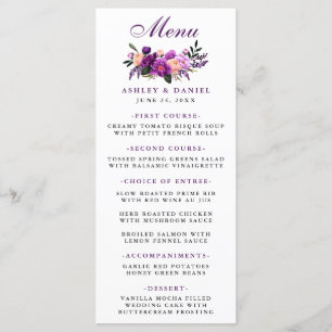 Bloemen Paarse Ultra Violet bruiloft Menu