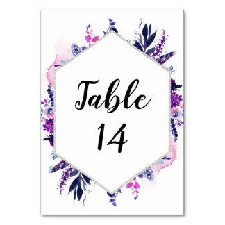 Bloemen Paarse & Zilveren Bruiloft Receptie Zitpla Kaart