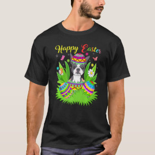 Bloemen Paasei Grappig Boston Terriër Hond Pasen T-shirt
