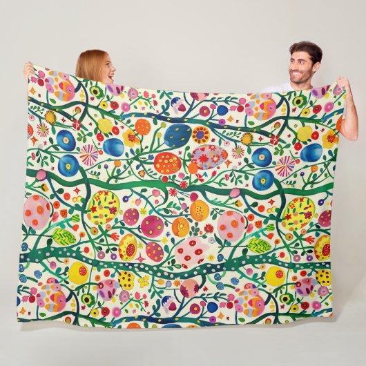 Bloemen Paasei Plant Fleece Deken (In situ)