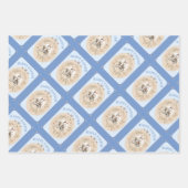  Bloemen Paashaas Blauw Gingham Check Inpakpapier Vel (Voorkant)