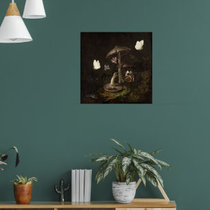 Bloemen paddenstoelen vlinders hagedis & Slang Poster