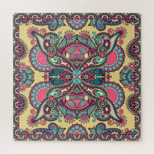 Bloemen Paisley Bandanna: traditionele sierbloemen Legpuzzel