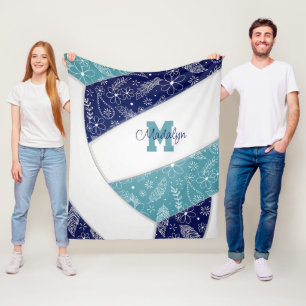 Bloemen Paisleys Patroon Marine Blauw blauwgroen V Fleece Deken