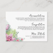 Bloemen Palm tropische bruiloft details Informatiekaartje (Achterkant)