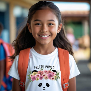 Bloemen Panda Beer Meisje Schattige Gepersonalise T-shirt