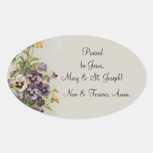 Bloemen Pansies Gebed Quote Aanpassen Ovale Sticker