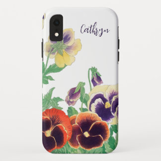 Bloemen Pansies Silhouet: bloemschilderij iPhone XR Hoesje