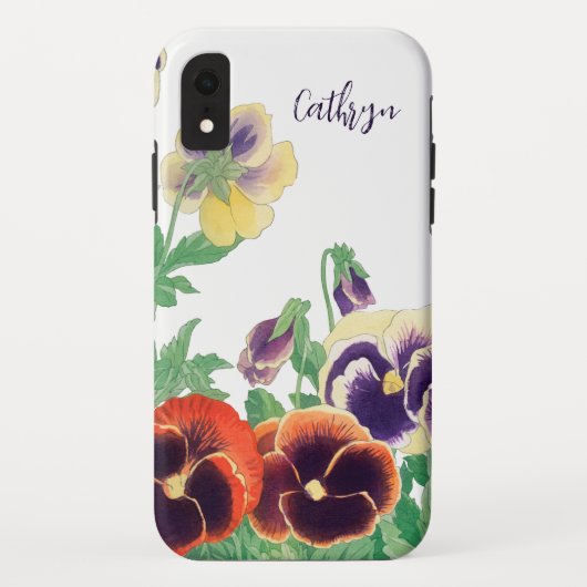 Bloemen Pansies Silhouet:  bloemschilderij Case-Mate iPhone Case (Achterkant)
