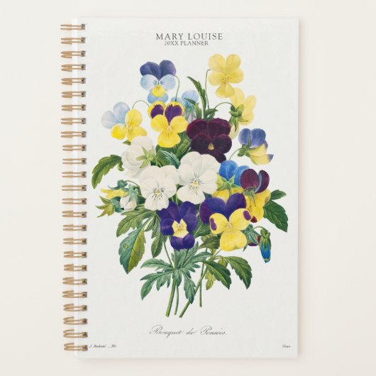  Bloemen Pansy Boeket Botanische Kunst Planner (Voorkant)