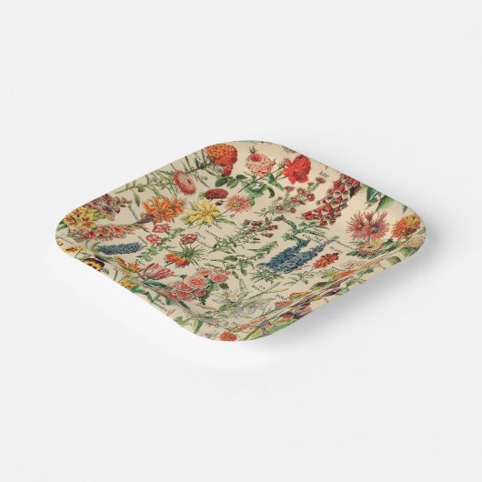 bloemen papieren bordje (Gebogen)