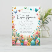 Bloemen Pasen Brunch en Ei Hunt Uitnodiging (Staand voorkant)