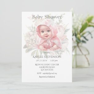Bloemen pastel baby meisje douche uitnodiging