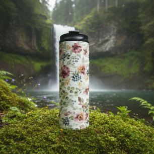 Bloemen pastel ontwerp thermische tumbler thermosbeker