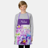 Bloemen Pastel Pansy Paarse Meisjes Schort (Gedragen)