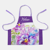 Bloemen Pastel Pansy Paarse Meisjes Schort (Voorkant)