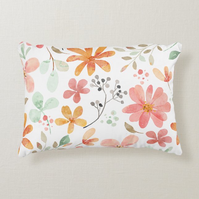 Bloemen pastel rust accent kussen (Voorkant)