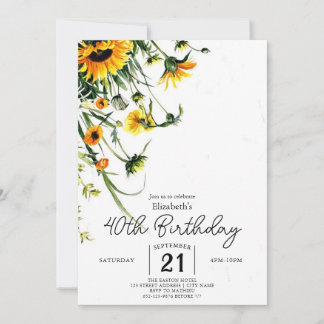 Bloemen Pastels Wildbloemen 40e verjaardag Kaart