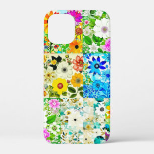 Bloemen Patchwork Art Waterverf Flowers iPhone 12 Mini Hoesje