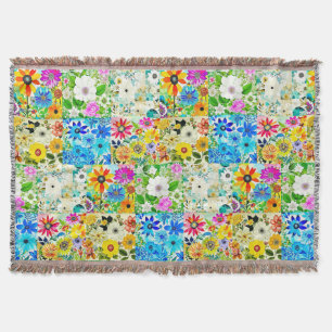 Bloemen Patchwork Art Waterverf Flowers Deken